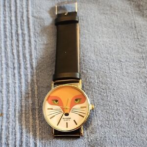 Fox Face Quartz Watch - Black and Gold